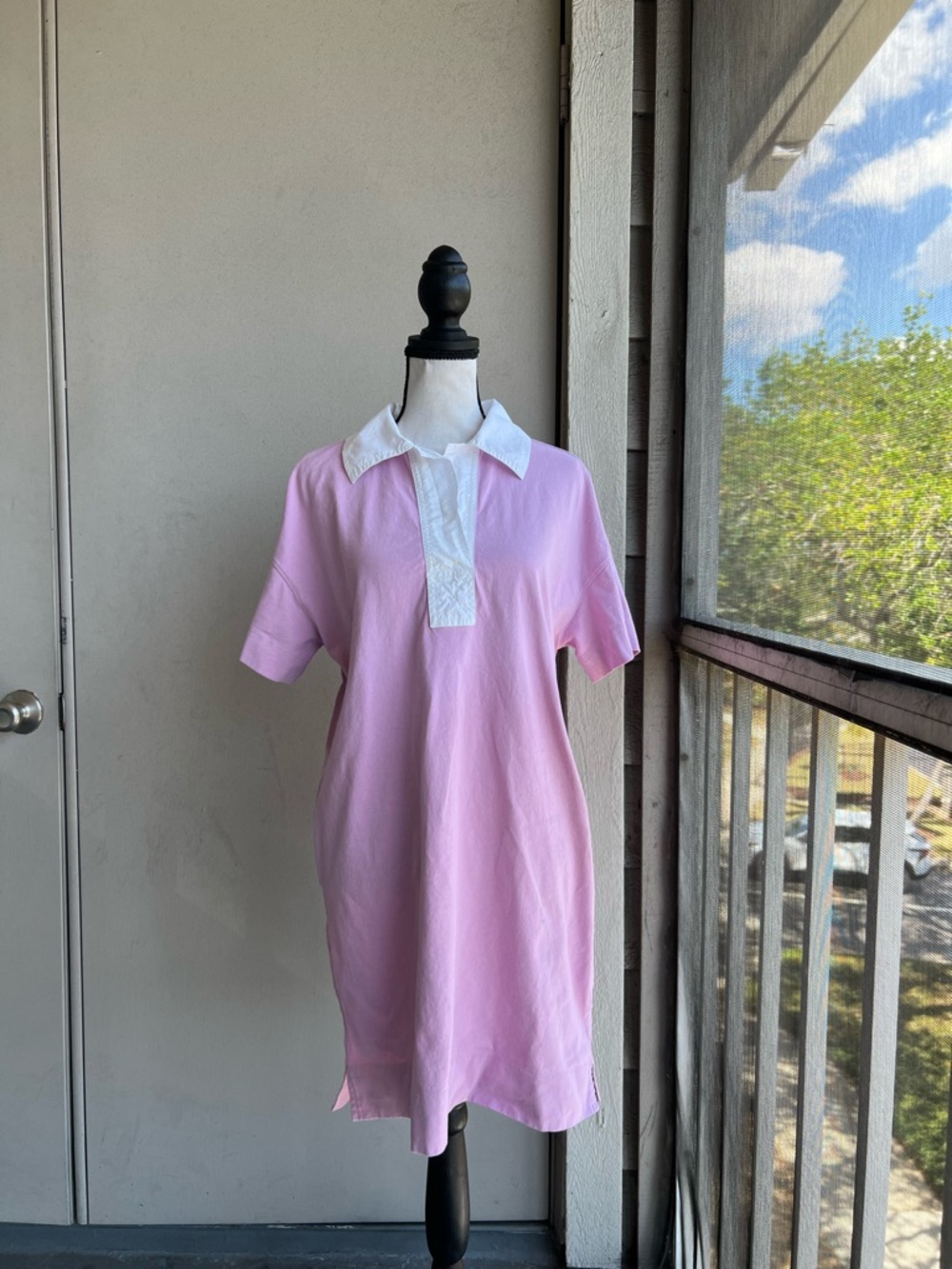 Everlane Pink Organic Cotton Polo Collar Shirt Dress